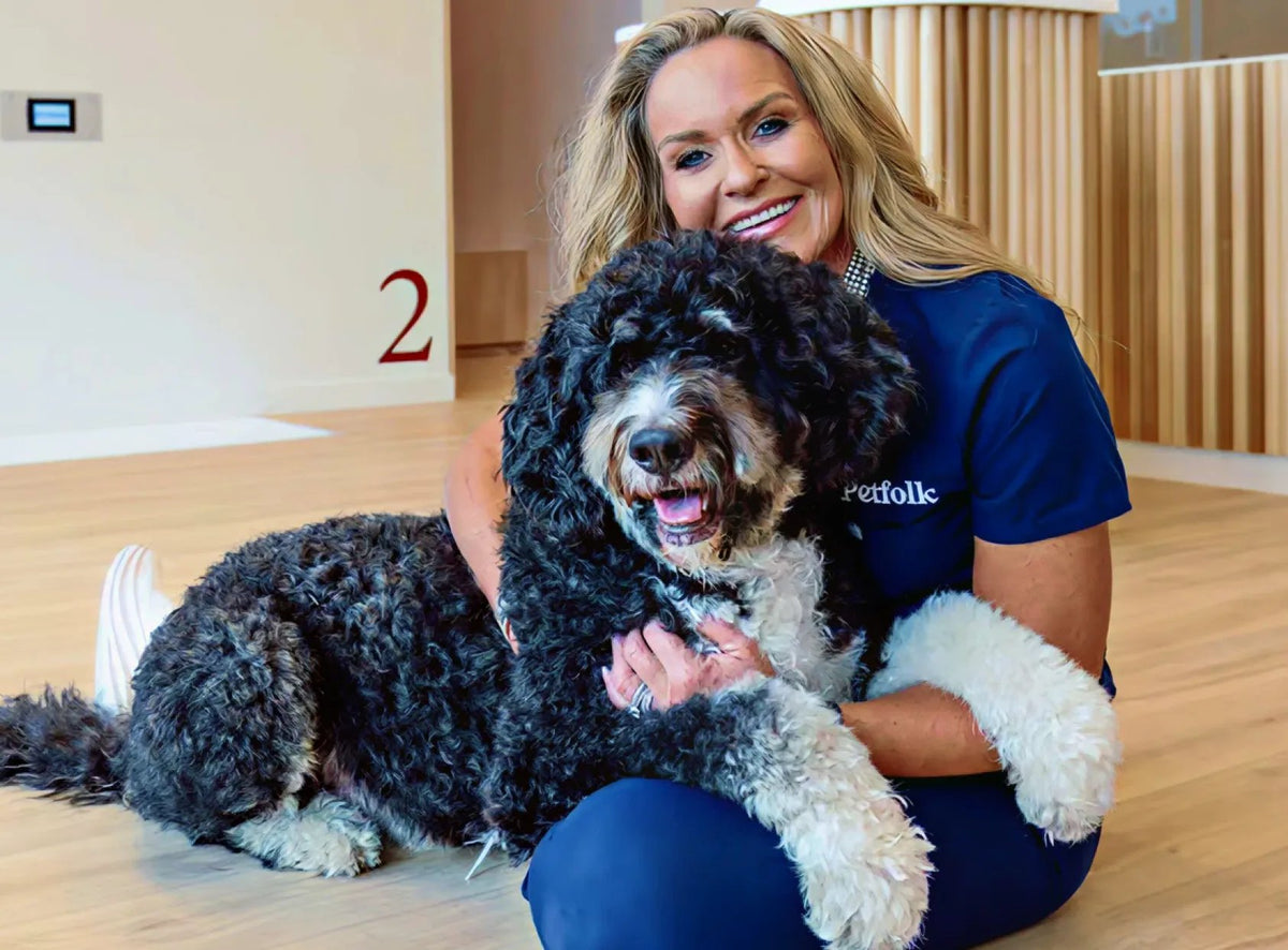 Dr. Audrey Wystrach with a dog
